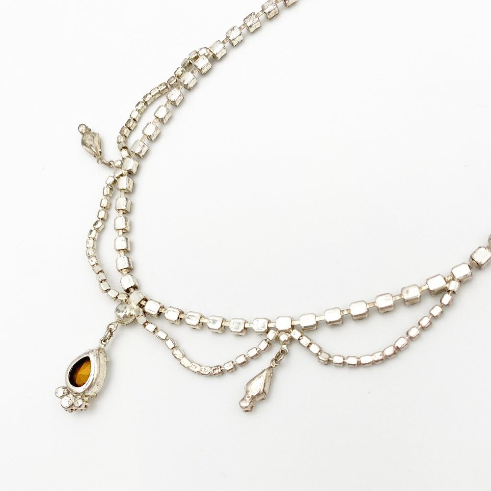 VINTAGE (Y2K) | Crystal & Rhinestone Teardrop Necklace + Earrings Set - Picture 7 of 15